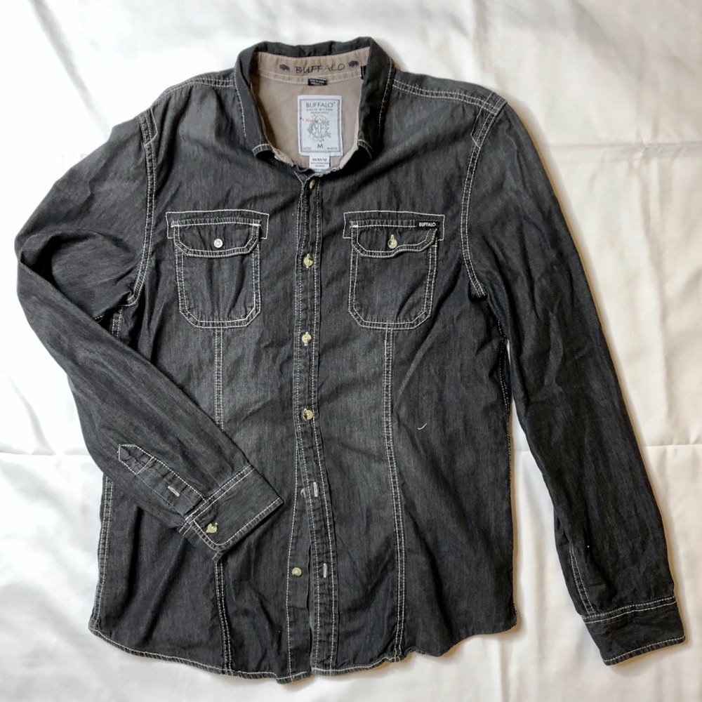 Buffalo David Bitton Slim-Fit Denim Shirt - Medium
